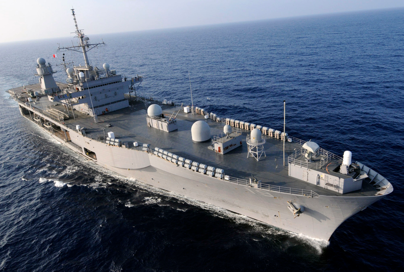 The command and control ship USS Blue Ridge